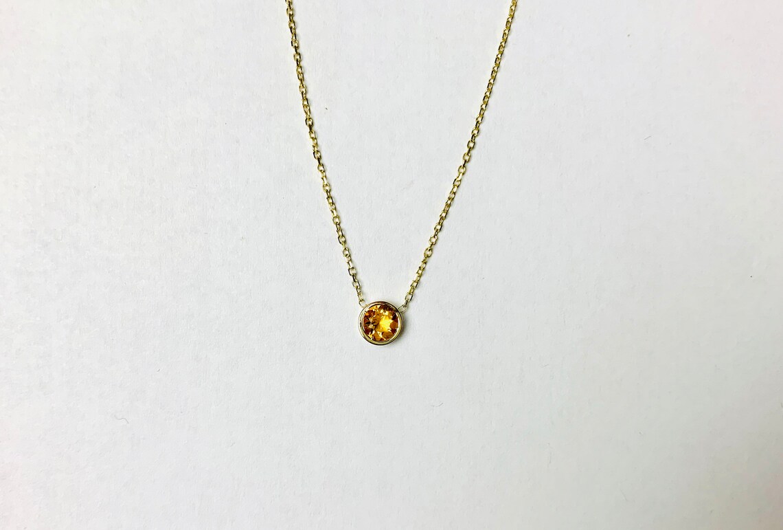 Yellow Topaz Necklace 0.25ct / Topaz Solitaire Necklace / 14k | Etsy