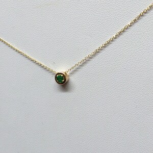 Emerald Necklace / 14k Gold Emerald Solitaire Necklace / Delicate Emerald Necklace / Dainty Pendant / Gold Emerald Necklace / May Birthstone image 10