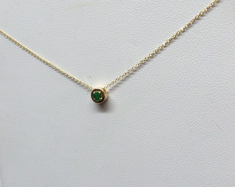 Emerald Necklace / 14k Gold Emerald Solitaire Necklace / Delicate Emerald Necklace / Dainty Pendant / Gold Emerald Necklace / May Birthstone image 10