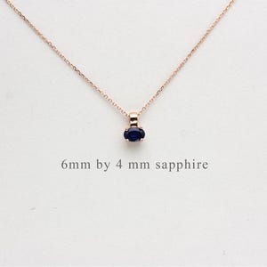 Sapphire Solitaire Dainty Pendant 0.50CT / 14k Gold Sapphire Necklace / Oval Sapphire Necklace / Layering September Birthstone Necklace