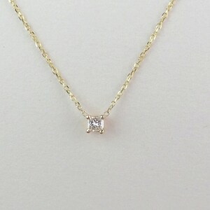 Princess Cut Diamond Necklace / Diamond Solitaire Necklace / Dainty ...