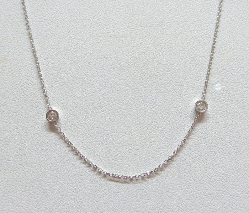 Diamond Bezel Necklace 0.40CT / Diamond Solitaire Necklace / 14k Gold