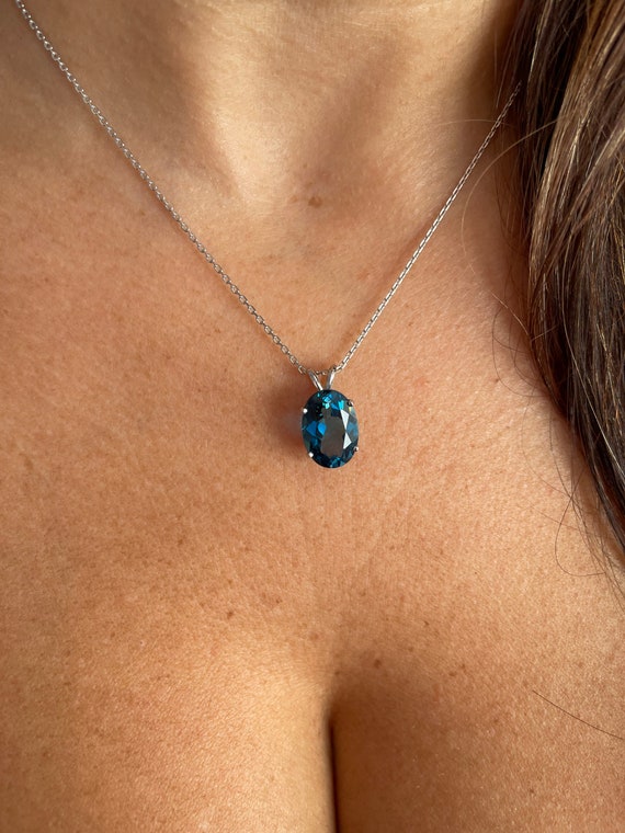 Blue Topaz Necklace London Blue Topaz Necklace December Birthstone Oval Blue Topaz Necklace Sterling Silver Blue Topaz