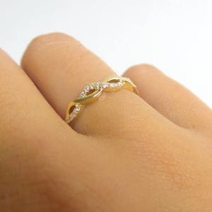 Diamond Wedding Infinity Band/ 14K Gold Diamond Infinity Ring/ Gold Infinity Ring/ Infinity Ring 14k/ Gold Stackable Ring/ Diamond Wedding