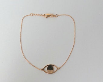 Evil Eye Bracelet / Gold Evil Eye Bracelet / 14k Rose Gold Evil Eye Bracelet / Dainty Evil Eye / Large Evil Eye Bracelet /  Layering EvilEye