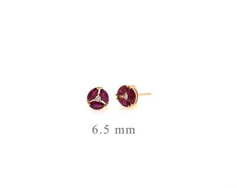 Ruby Diamond Marquise Earrings, 14k Gold Birthstone Ruby Diamond Studs, Red Ruby Marquise diamond Earrings, Everyday Dainty Ruby Studs