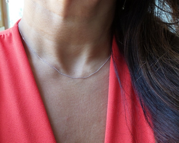 14k White Gold Chain Plain White Gold Chain Solid White Gold