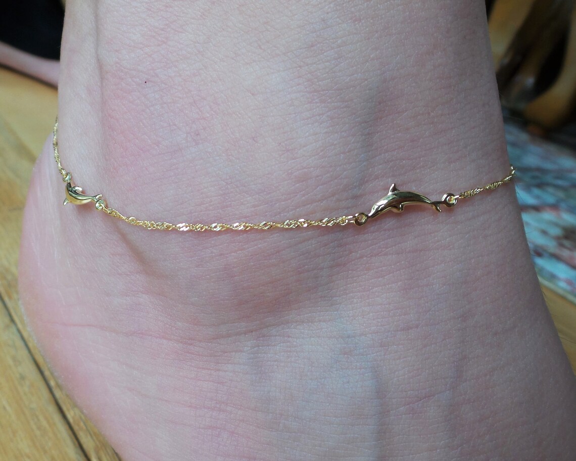gold dolphin ankle bracelet