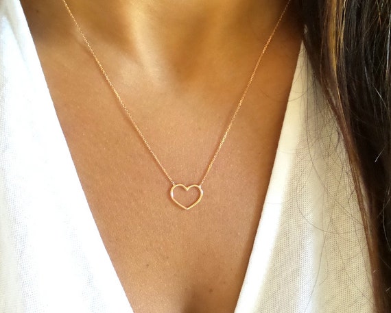 Heart Necklace / 14k Rose Gold Heart 