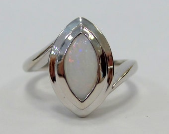 Opal Engagement Ring Sterling Silver/ Sterling Silver Opal Engagement Ring/ Alternative Natural Opal Engagement Ring 1.34ct