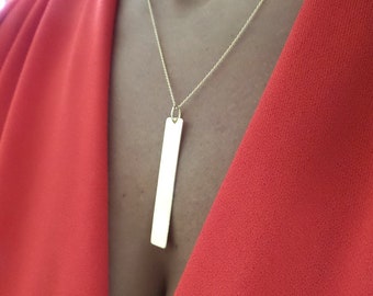 Bar Necklace / 14k Gold Bar Necklace / Bar Necklace / Engravable Bar Necklace /  Personalized Vertical Gold Bar Necklace / Layering Bar