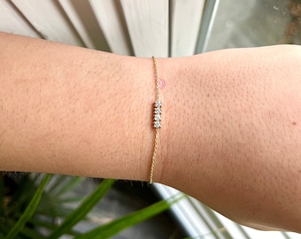 Diamond Bracelet 0.20CT / 14k Gold Diamond Bracelet / Multi Stone Diamond Bracelet / Bridal Layering Diamond Bracelet