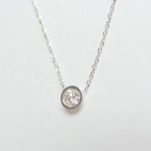 Diamond Solitaire Necklace 14k White Gold / Diamond Bezel Necklace 0.30 ct / Gold Solitaire Bezel Necklace / Dainty Diamond Pendant