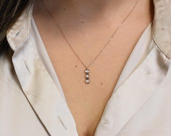 Diamond Bezel Necklace / 14k Rose Gold Diamond Necklace 0.25cts / Bridal Diamond Necklace / Floating Diamond / Dainty Diamond Necklace