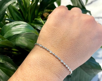 Diamond Bracelet 0.15CTS/ 14k Gold Multi Diamond Bracelet / Bridal Diamond Solitaire Bracelet / Layering Diamond Bracelet