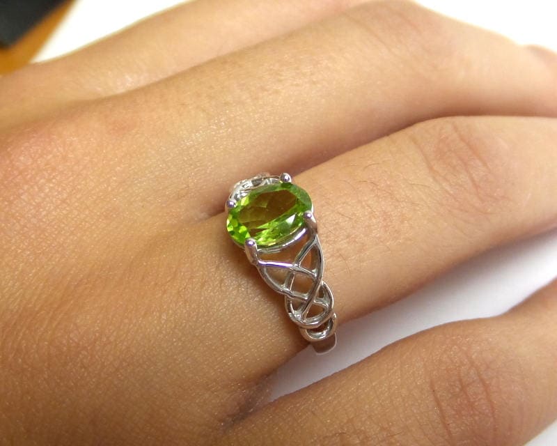 FINE JEWELRY Womens Genuine Green Peridot Sterling Silver Pear Halo Side  Stone Cocktail Ring | Hamilton Place