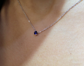 Sapphire Necklace/ 14k Gold Sapphire Necklace/ Natural Sapphire Pendant/ September Gemstone Necklace/ Moms Day Sapphire/  Sapphire