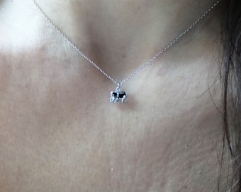 Elephant Necklace / 14k White Gold Elephant Necklace / Small Elephant Necklace / Gold Elephant Charm Necklace / Good Luck Elephant Necklace