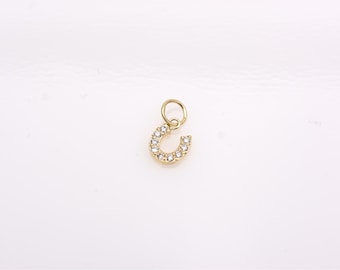 14k Gold Horseshoe Necklace: Diamond Good Luck Charm