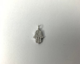 Diamond Hamsa Pendant / 14k White Gold Diamond Hamsa Pendant 0.25cts / Solid Gold Hamsa / Personalized Diamond Hamsa