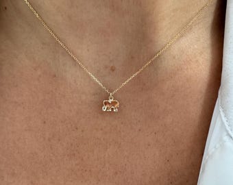 Elephant Necklace / 14k White Gold Elephant Necklace / Small Elephant Necklace / Gold Elephant Charm Necklace / Good Luck Elephant Necklace