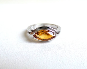 Yellow Citrine Ring/ Sterling Silver Genuine Yellow Citrine Ring/ Genuine Yellow Citrine Ring/ November Birthstone Ring/ Genuine Gemstone