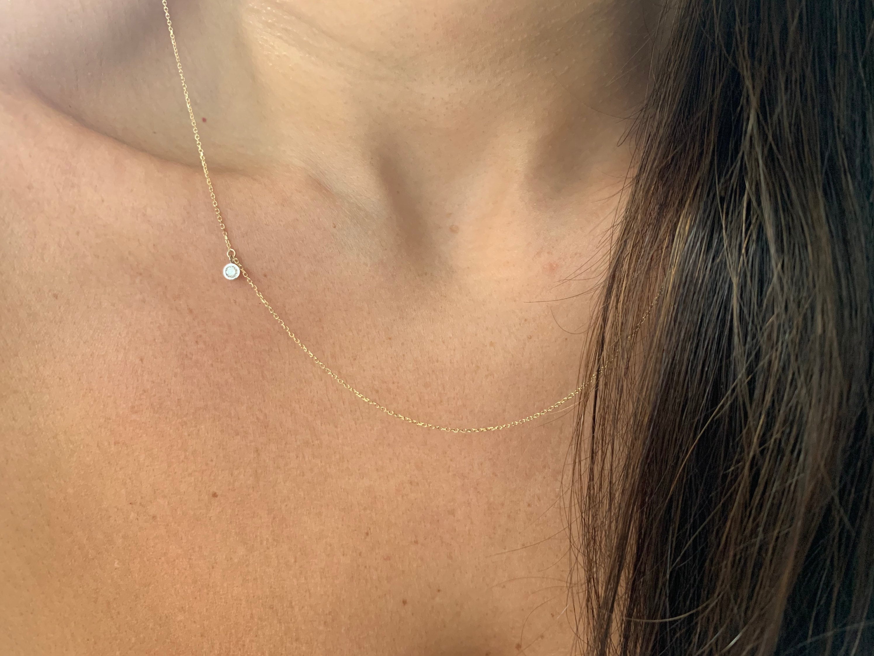 DIAMOND SOLITAIRE BEZEL SET NECKLACE 14K ROSE GOLD 0.03CT SI1 Clarity G COLOR DIAMOND SOLITAIRE BEZEL SET NECKLACE 14K ROSE GOLD 0.03CT SI1 Clarity G COLOR
