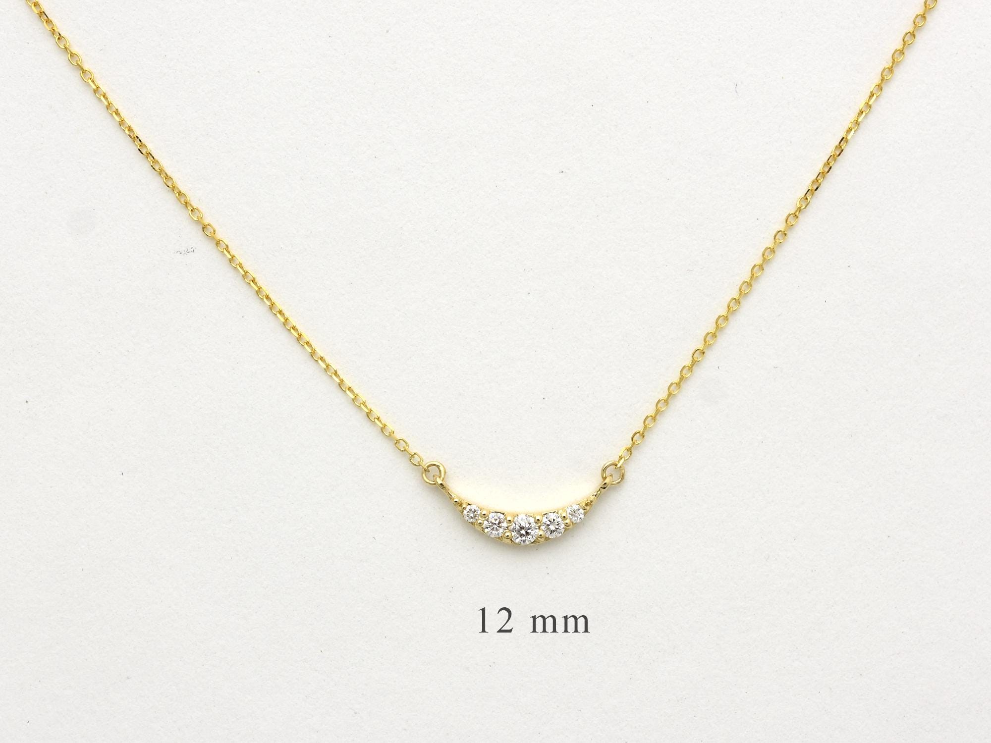 14Kイエローゴールドダイヤモンドカーブバーネックレス並行輸入 14Kゴールドカーブダイヤモンドバーネックレス：プチレイヤー