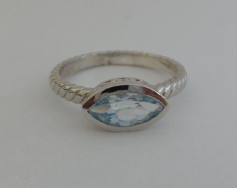 Sky Blue Topaz Engagement Ring, 14 k White Gold Genuine Sky Blue Topaz Engagement Ring