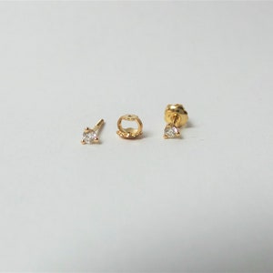 Diamond Stud Earrings 0.10 tcw / 14k Gold 3 Prong Diamond Solitaire Earrings / Small Diamond Earrings / Round  Diamond Earrings /Dainty Stud