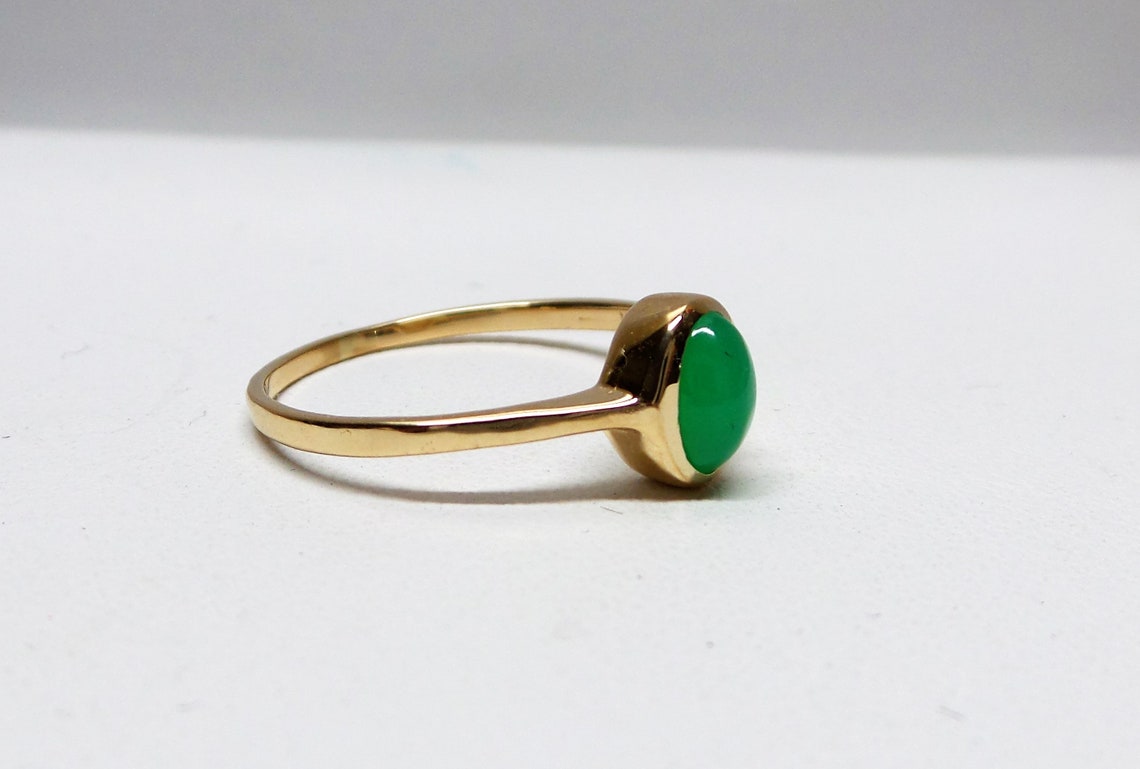 Jade Ring / Natural Jade Ring / 14k Gold Jade Ring / Bezel Set | Etsy
