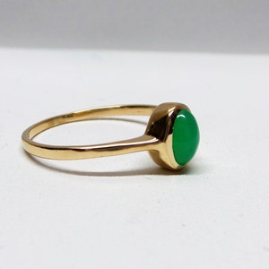 Jade Ring / Natural Jade Ring / 14k Gold Jade Ring / Bezel Set Oval ...