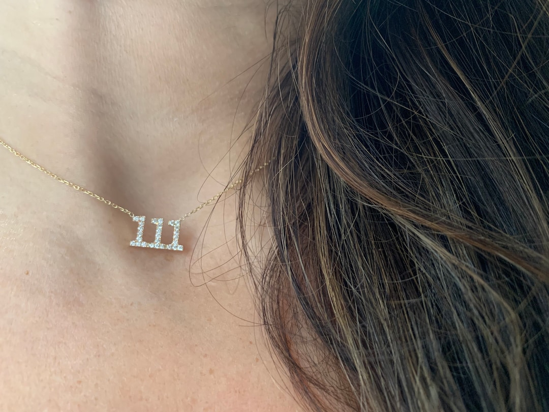 14k Gold Diamond Number Necklace: Personalized Name Plate - Etsy