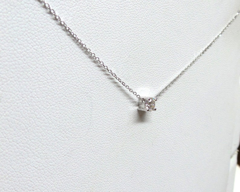 Diamond Necklace / 14K White Gold Diamond Necklace / Sliding - Etsy