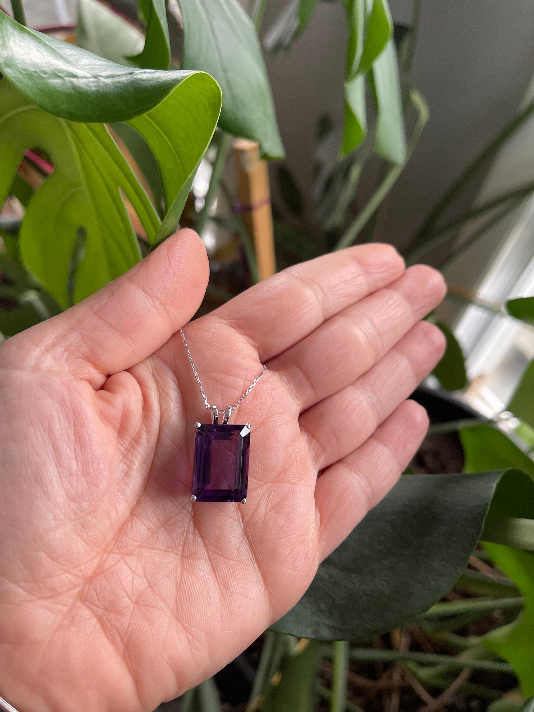 Emerald Cut Amethyst Necklace Emerald Cut Amethyst Necklace