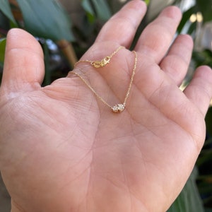 Diamond Necklace / 14k Gold Diamond Necklace 0.14CT / Diamond Bridal Necklace / Prong Set Diamond Necklace