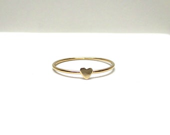 Heart Ring / 14k Gold Heart Ring / Small Heart Ring / Dainty Heart Ring / Gold Heart Ring / Thin Heart Ring / Love Ring / Gift for Her