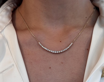 Diamond  Necklace • 1.0 CTW Natural Diamonds SI1/G Color • 14k Gold Half Tennis choker