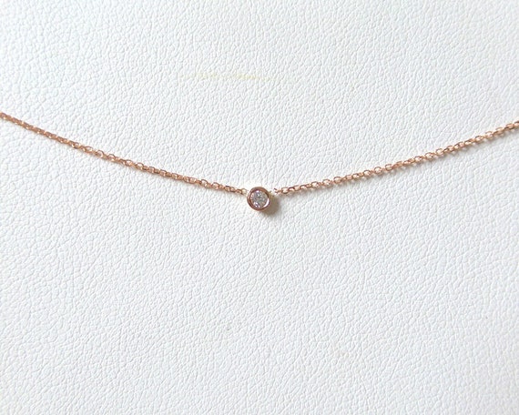 Small diamond necklace rose gold deals
