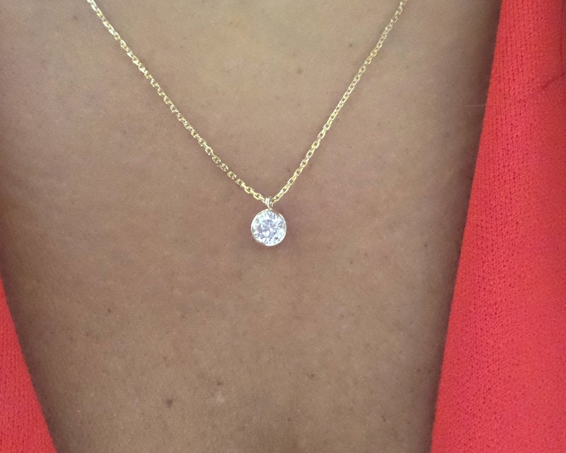 Diamond Necklace 14k Gold Diamond Necklace 050ct Floating Diamond