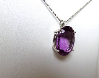 Amethyst Necklace/ Silver Amethyst Pendant/ Sterling Silver Amethyst Necklace/ February Birthstone/ Purple Amethyst/ Birthday Gift/ Giftidea