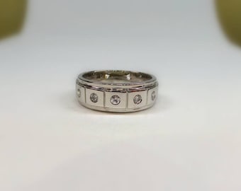 Diamond Mens Wedding Band / 14 K Men s wedding ring with 0.25 ct natural diamonds / 14 k white gold mens ring/Bridal for men