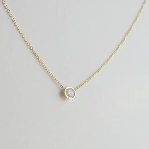 Diamond Solitaire Necklace / Diamond Bezel Necklace 0.20ct / 14k Gold Diamond Necklace / Dainty Diamond Necklace / Floating Diamond image 3