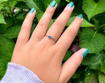 London Blue Topaz Ring / 14k Gold London Blue Topaz Solitaire Ring / Oval London Blue Topaz / December Birthstone Ring
