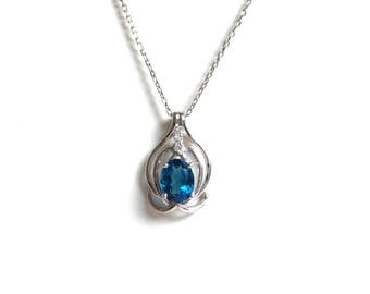 Blue Topaz Necklace / Sterling Silver Blue Topaz Necklace / Genuine Gemstone Necklace / December Birthstone / Genuine Blue Topaz Necklace