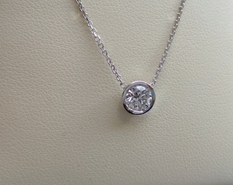 Diamond Necklace 0.52ct / 14k White Gold Diamond Solitaire Necklace / Dainty Diamond Necklace / Delicate Diamond / Minimalist Diamond