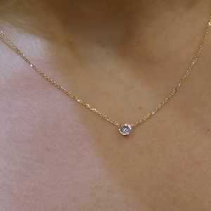 Diamond Solitaire Necklace / Diamond Bezel Necklace 0.20ct / image 10