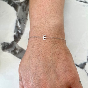 Diamant-Anfangsarmband / Diamant-Buchstabenarmband / 14-karätiges Gold-Buchstabenarmband / Erstes Diamant-Armband zum Muttertag / Gold-Diamant-Buchstabe