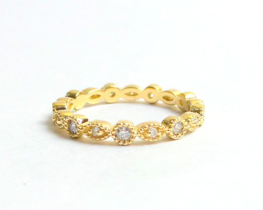 Diamond Eternity Band 14k Yellow Gold/ Diamond Wedding Band/ Gold ...