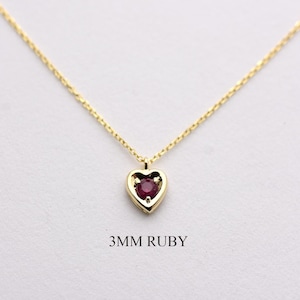 14k Gold Ruby Heart Necklace: July Birthstone Pendant